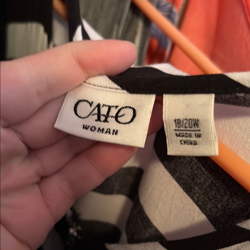 Cato Black and White Striped Blouse with V-Neck - Picture 5 of 5